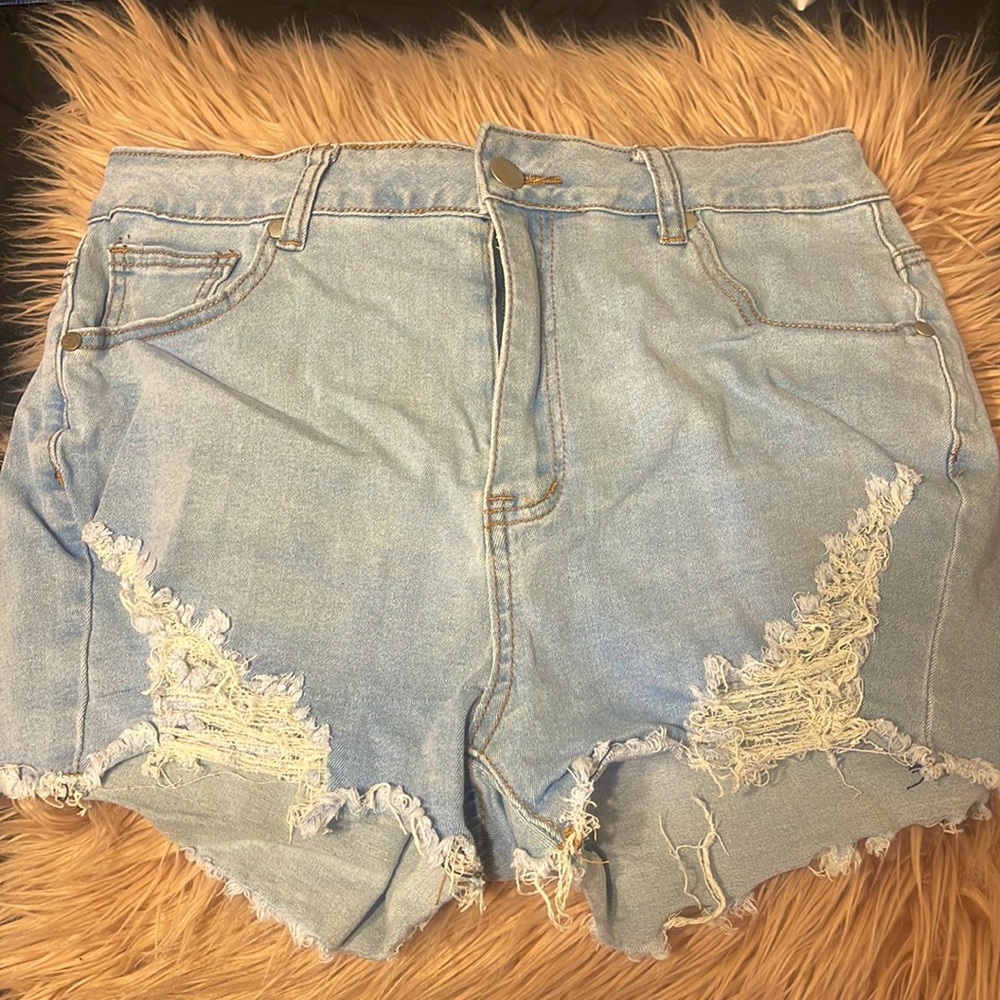 Cut Up Jean Shorts